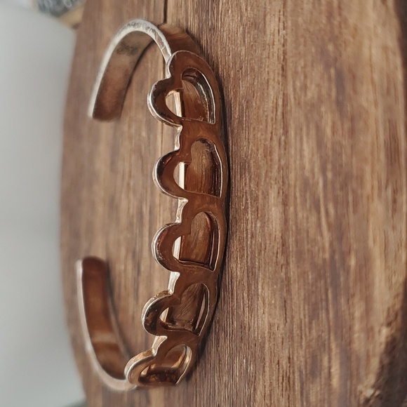 Sterling silver Italian hearts entwined cuff bracelet‎ B0216 - Picture 1 of 4